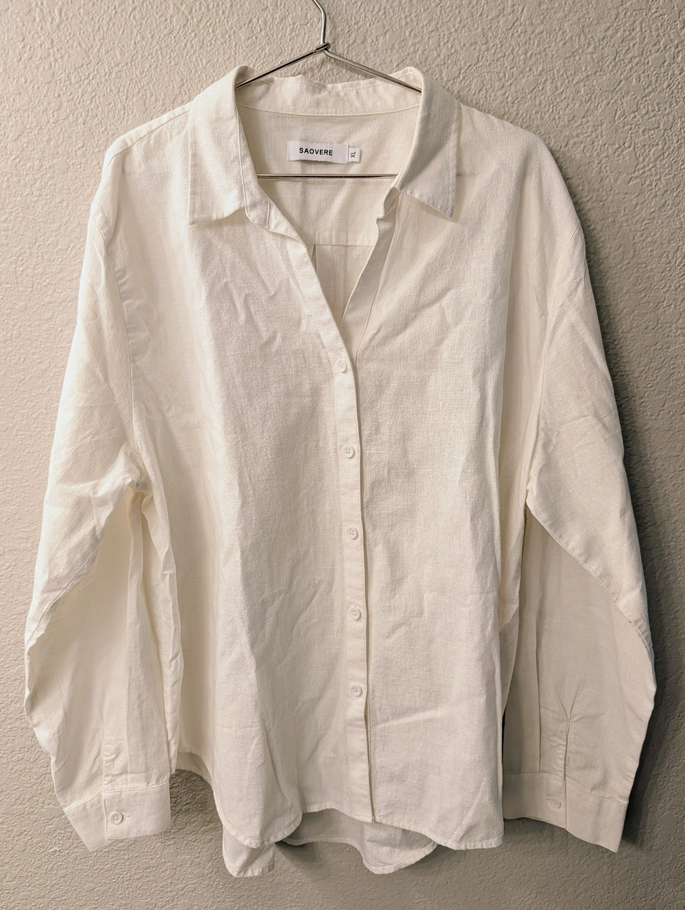 Saovere 80% Cotton 20% Linen Blend Button Down Shirt Size XLarge Like New